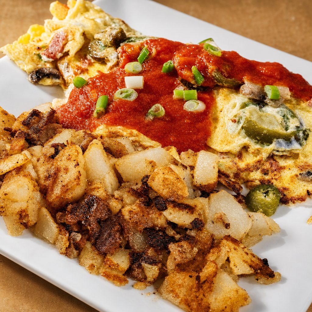 Chicken Fajita Omelet.