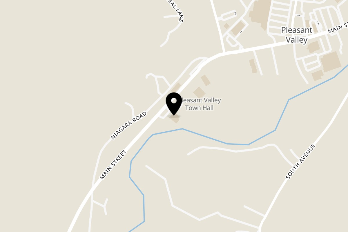 Map showing the location of The Village Diner & Pancake Factory Pleasant Valley on 1540 Main St in Pleasant Valley